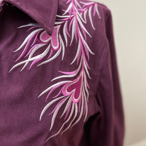 Bob Mackie Wearable Art Purple Firebird/Phoenix Embroidered Jacket and Pants Set - Picture 5 of 16